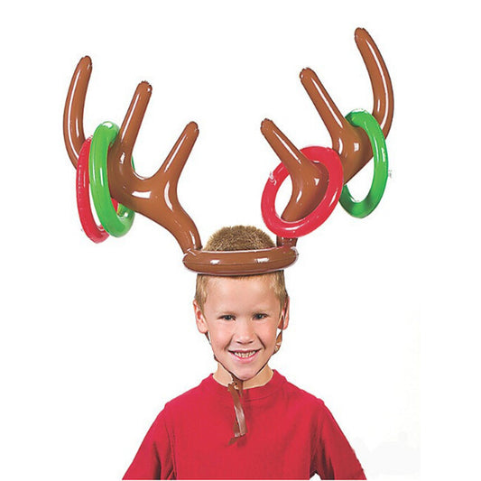 Inflatable Reindeer Antler Hat Ring Toss Christmas Game