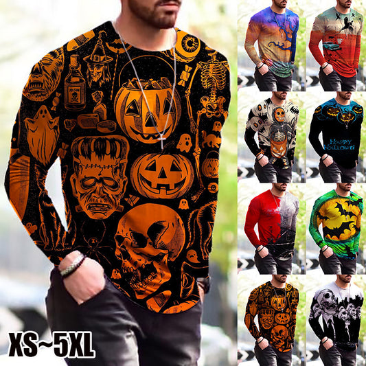 Men's Long-Sleeve Halloween T-shirt - 8 Styles