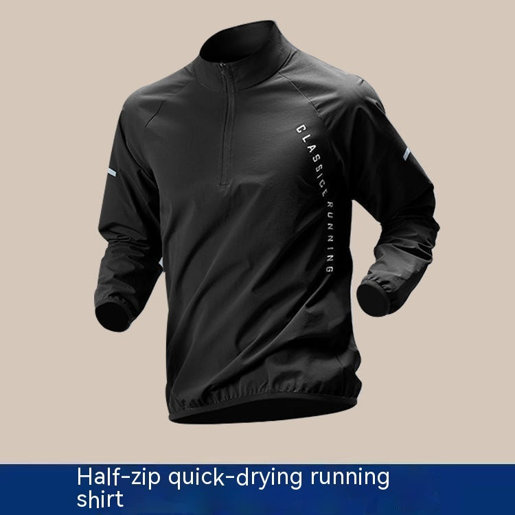 Half Zipped Sportswear Men's Long-sleeved Quick-drying Top and Bottoms