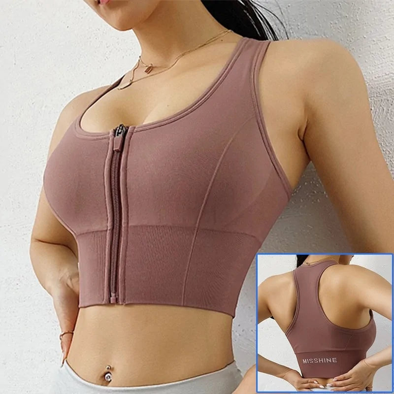 Front Zipper Sports Bra