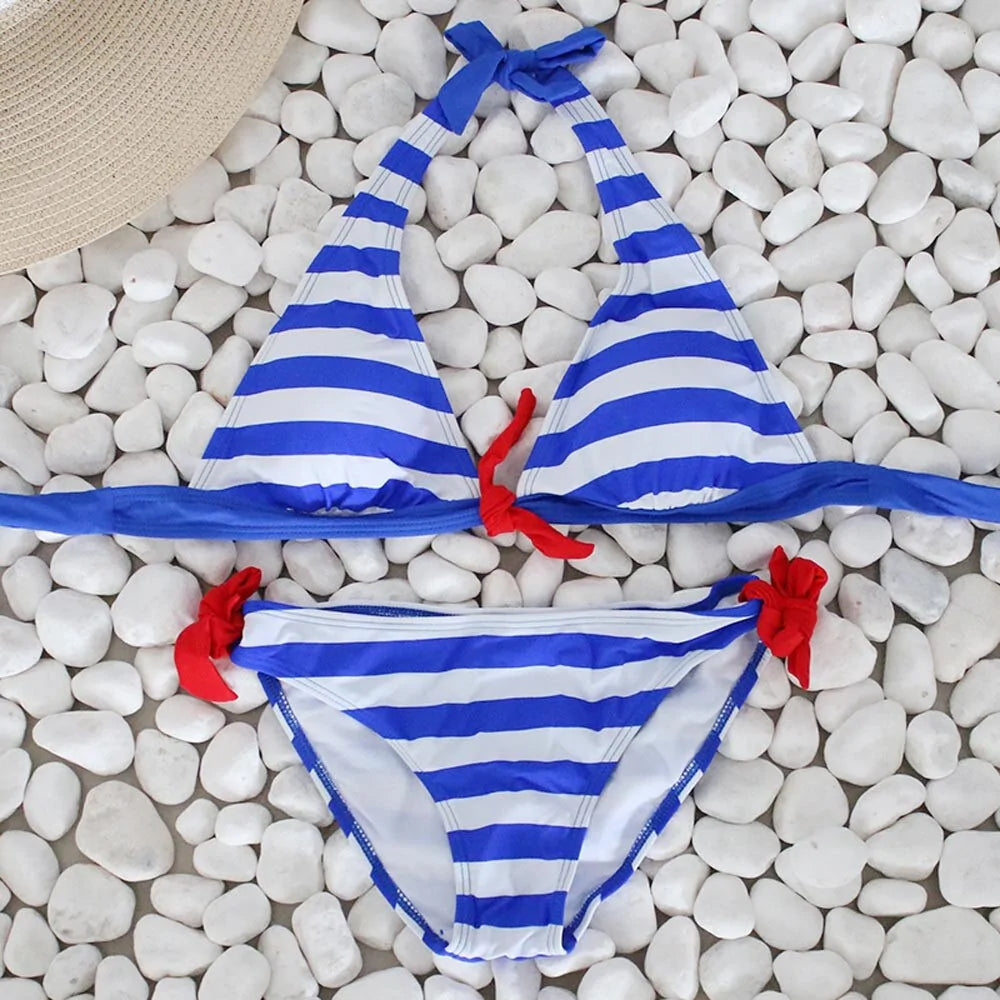 Women's Striped Bikini Swimwear