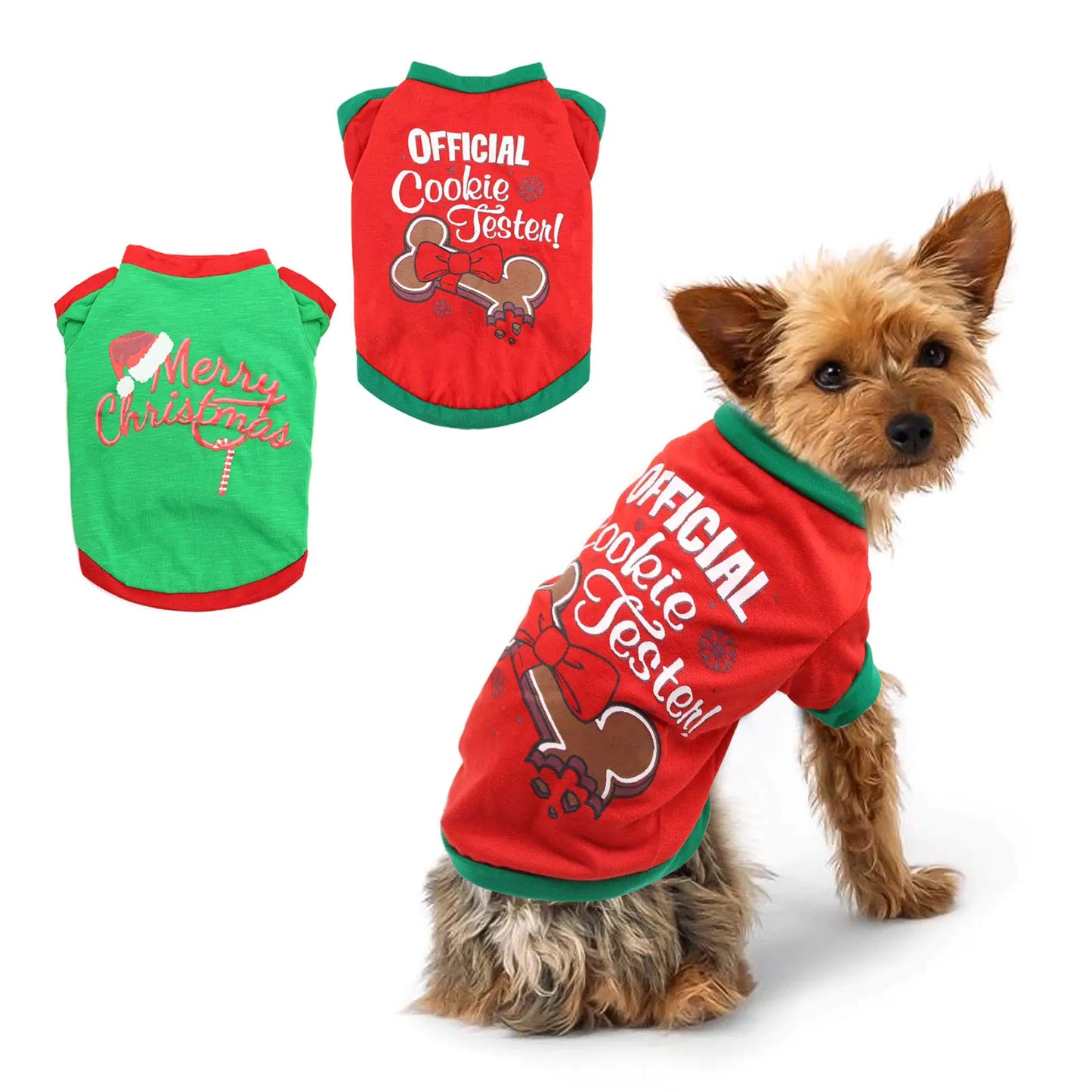 BWOGUE 2 Pack Christmas Dog Shirts for Pet Clothes Soft Breathable Puppy Shirts Printed Pet T-Shirt Puppy Dog Clothes for Small Dogs Cats Christmas CosplayM