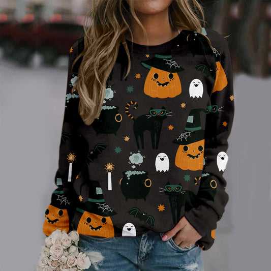 Women's Comfortable Round Neck Long Sleeve Halloween Sweater