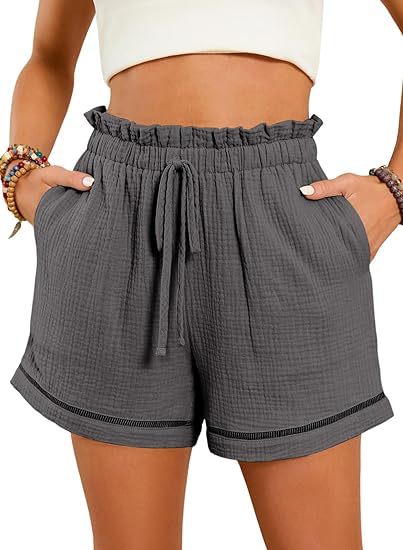 High Waist Lace-up Loose-fitting Wide-leg Shorts