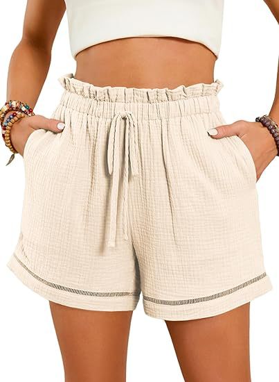 High Waist Lace-up Loose-fitting Wide-leg Shorts