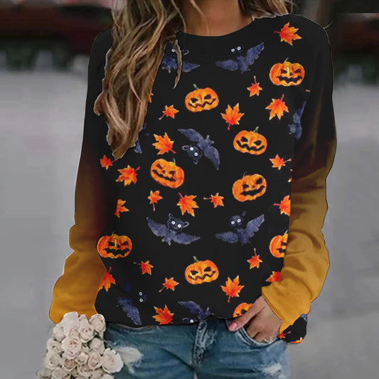 Women's Halloween Printed Raglan Sleeve Sweater