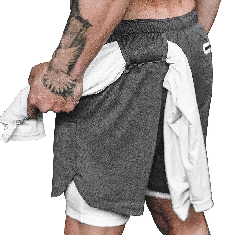 2 in 1 Running Shorts with Built-in Pocket Lining