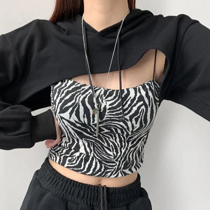 Cut Out Crop Hoodie