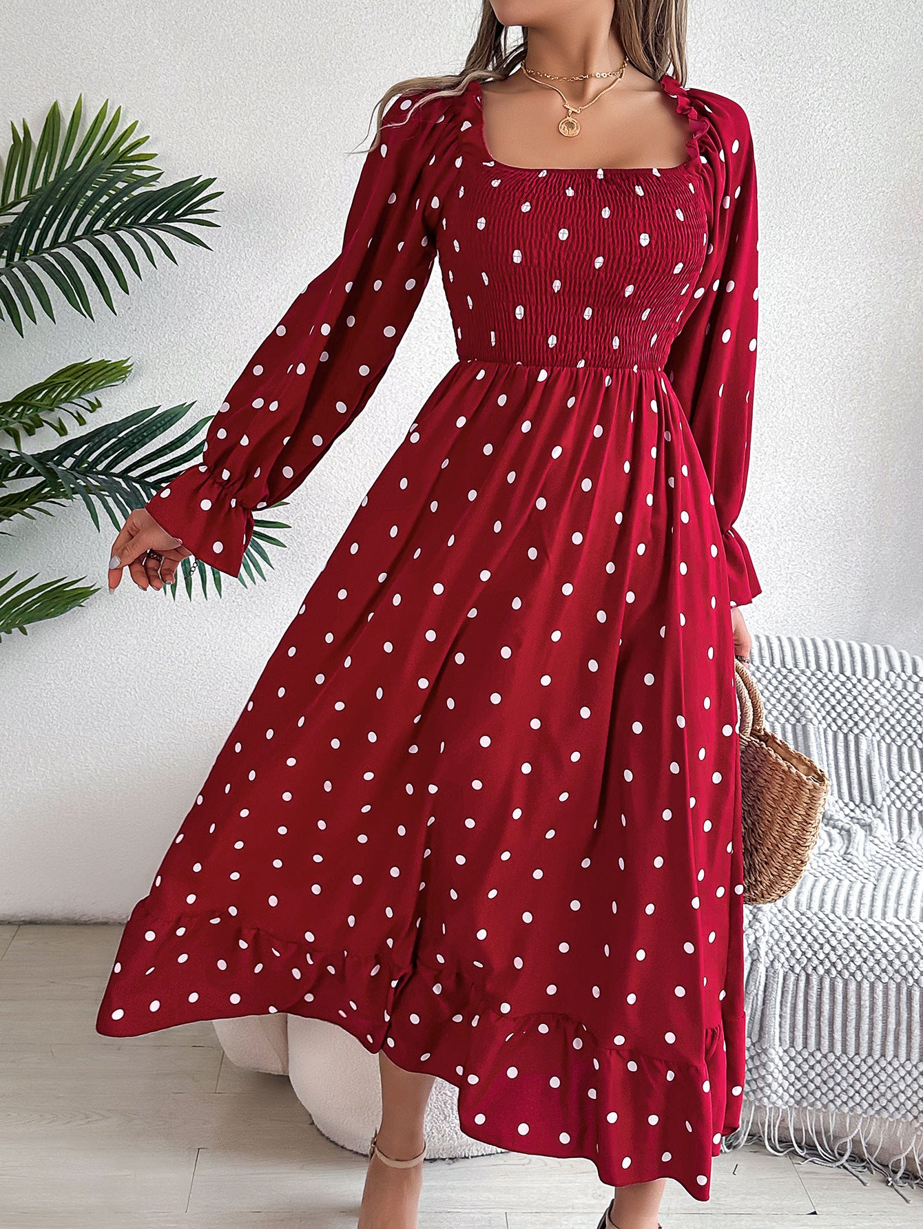 Polka Dot Long Sleeve Dress