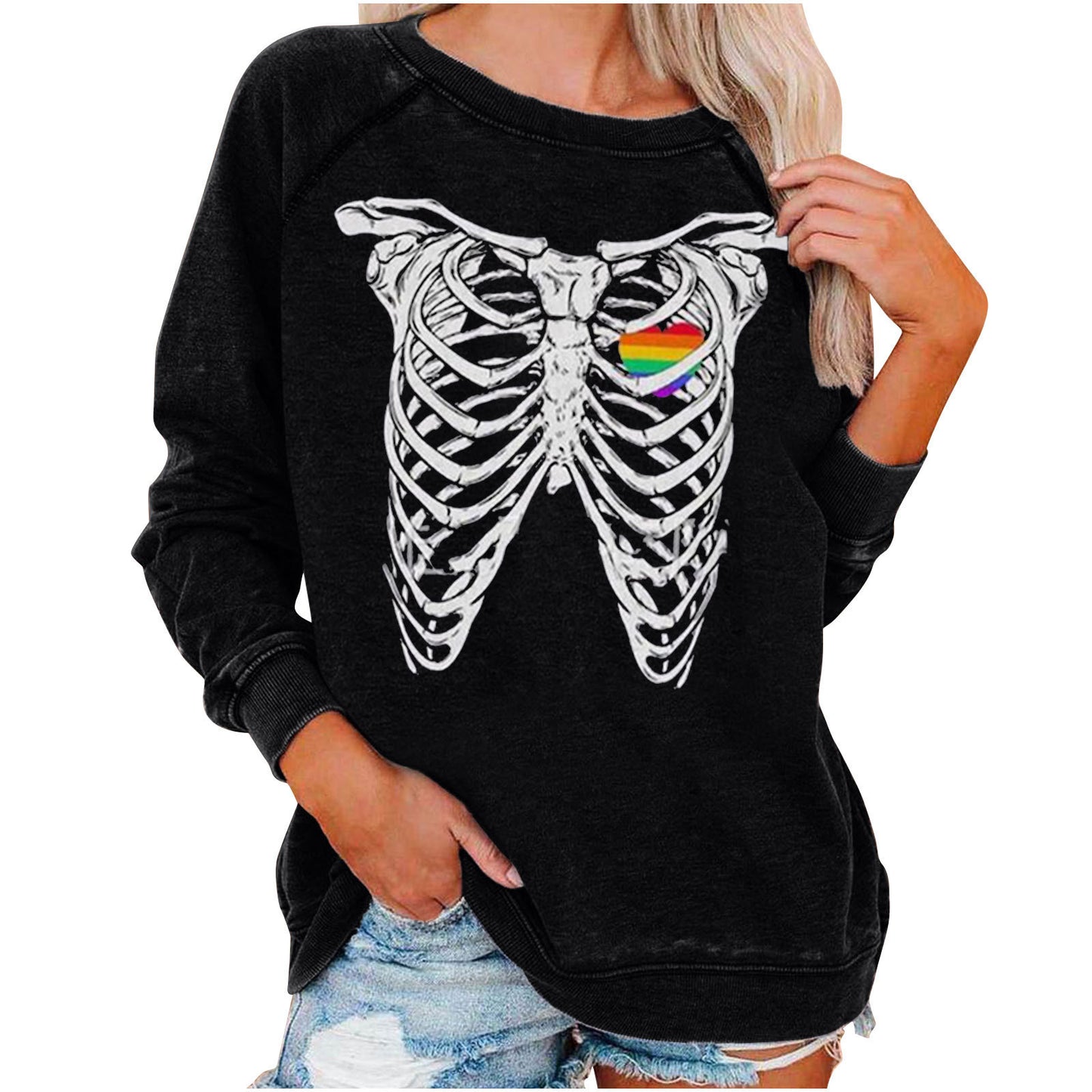 Halloween Skulleton Sweatshirt for Women