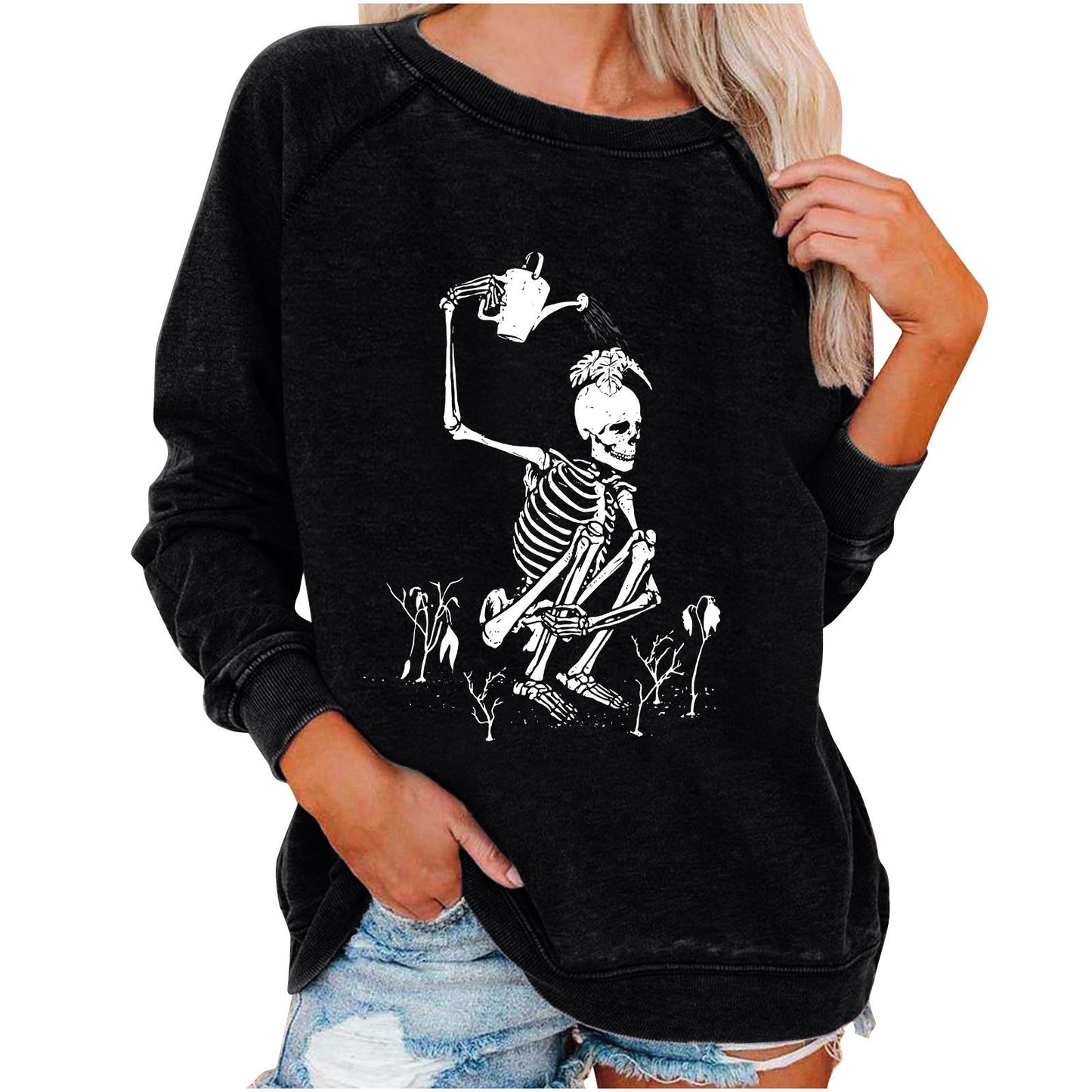 Halloween Skulleton Sweatshirt for Women