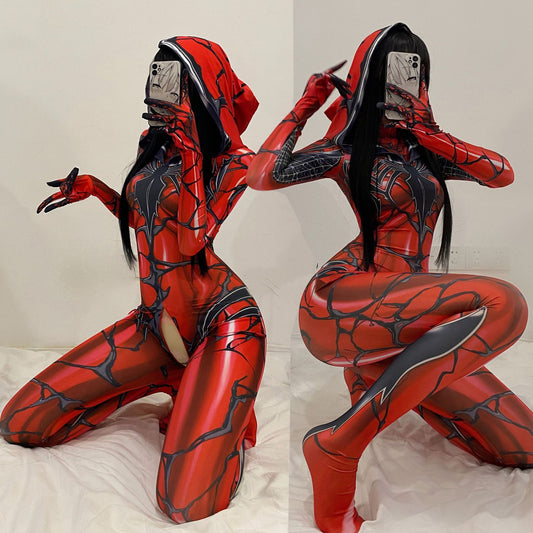 Halloween Cosplay Costume Female Zipper Crotch Bodysuit