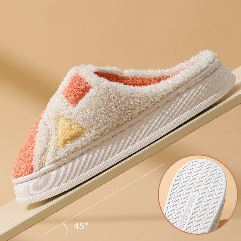 Autumn And Winter New Patchwork Cotton Slippers Female Home Non-slip Home Warm