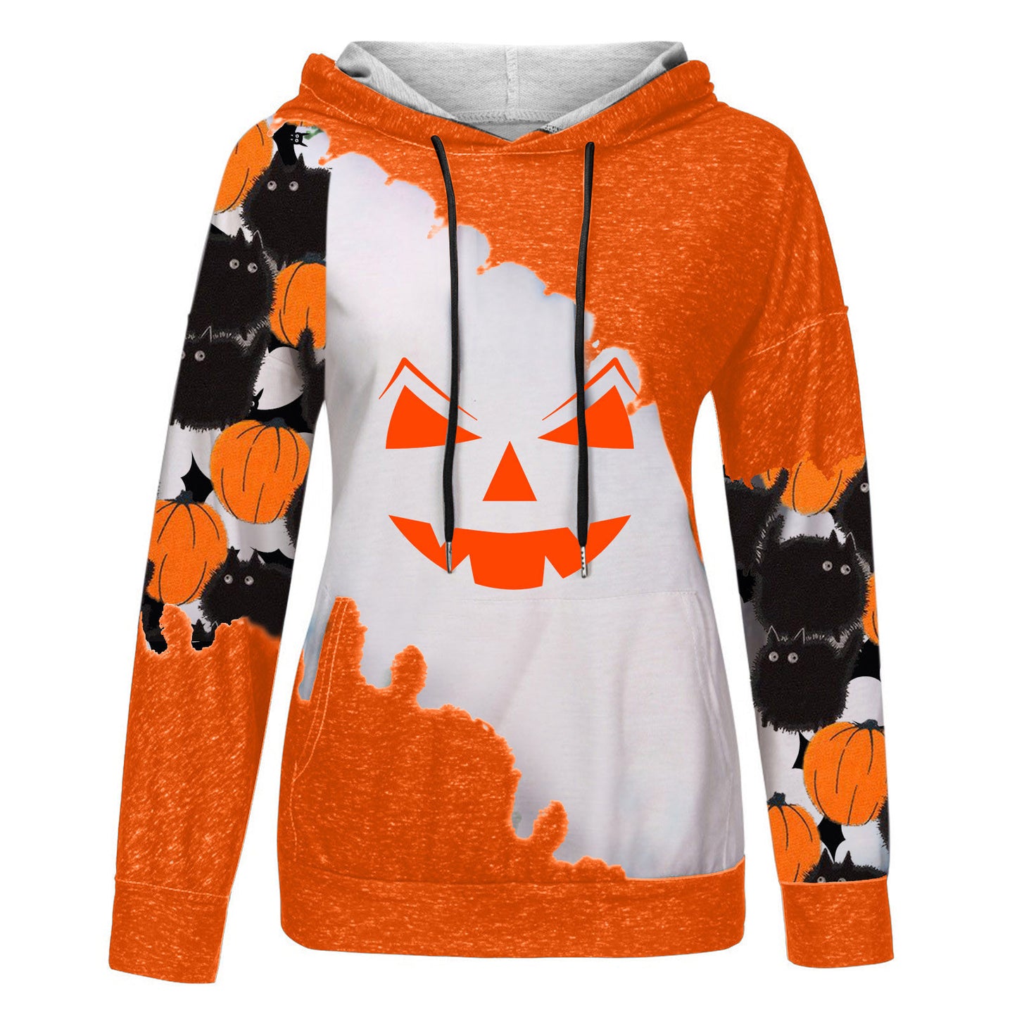 Ladies Long Sleeve Hooded Pumpkins Sweatshirt