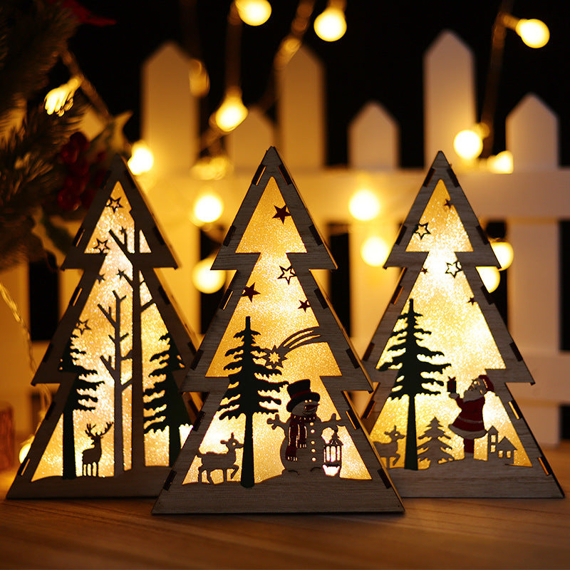 Christmas Wooden Light-Up Luminous Decoration