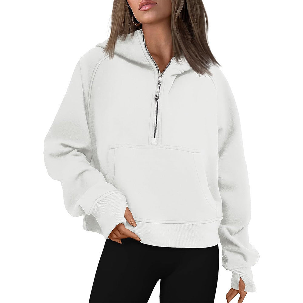 Women's Hooded Half-Zip Thickened Sweater