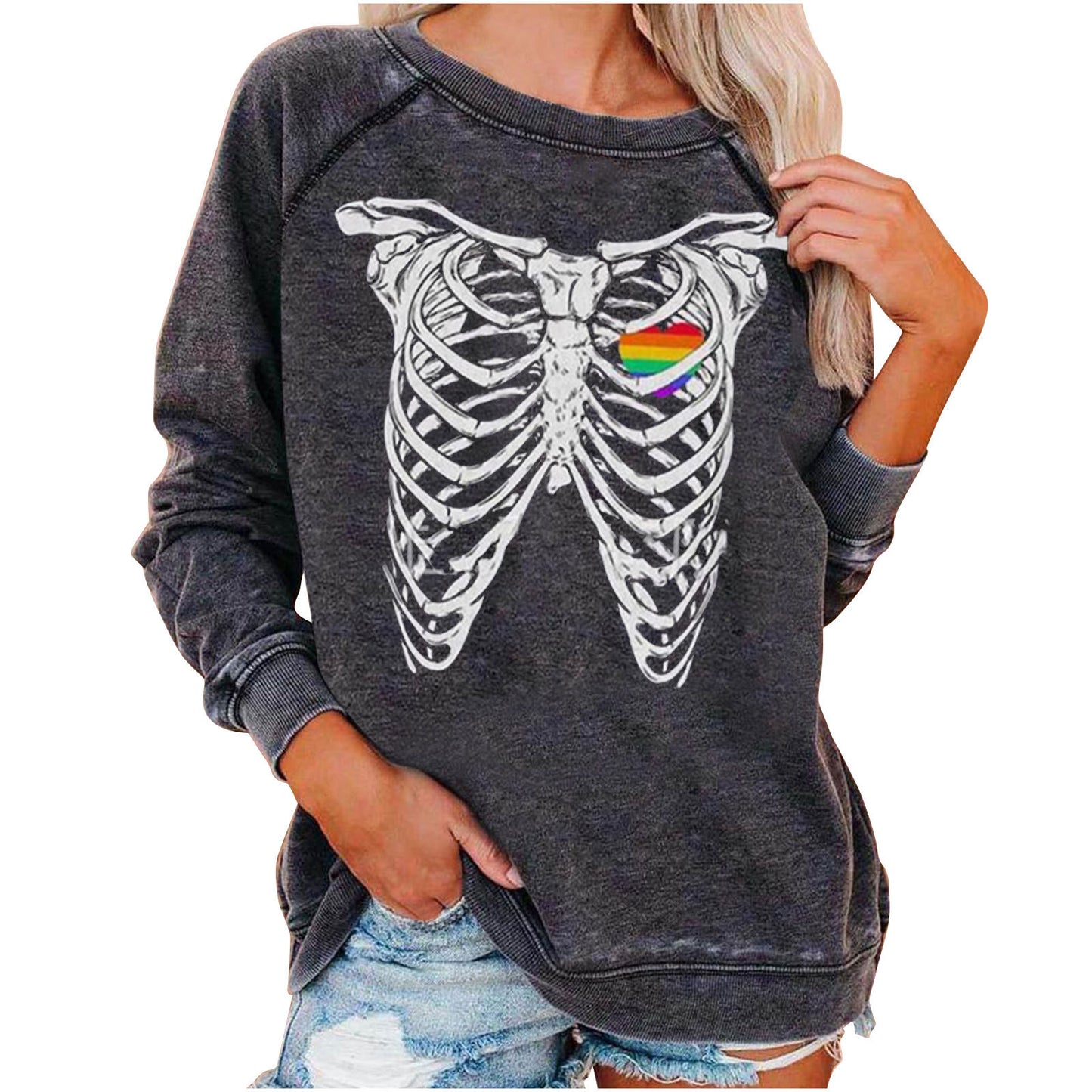 Halloween Skulleton Sweatshirt for Women