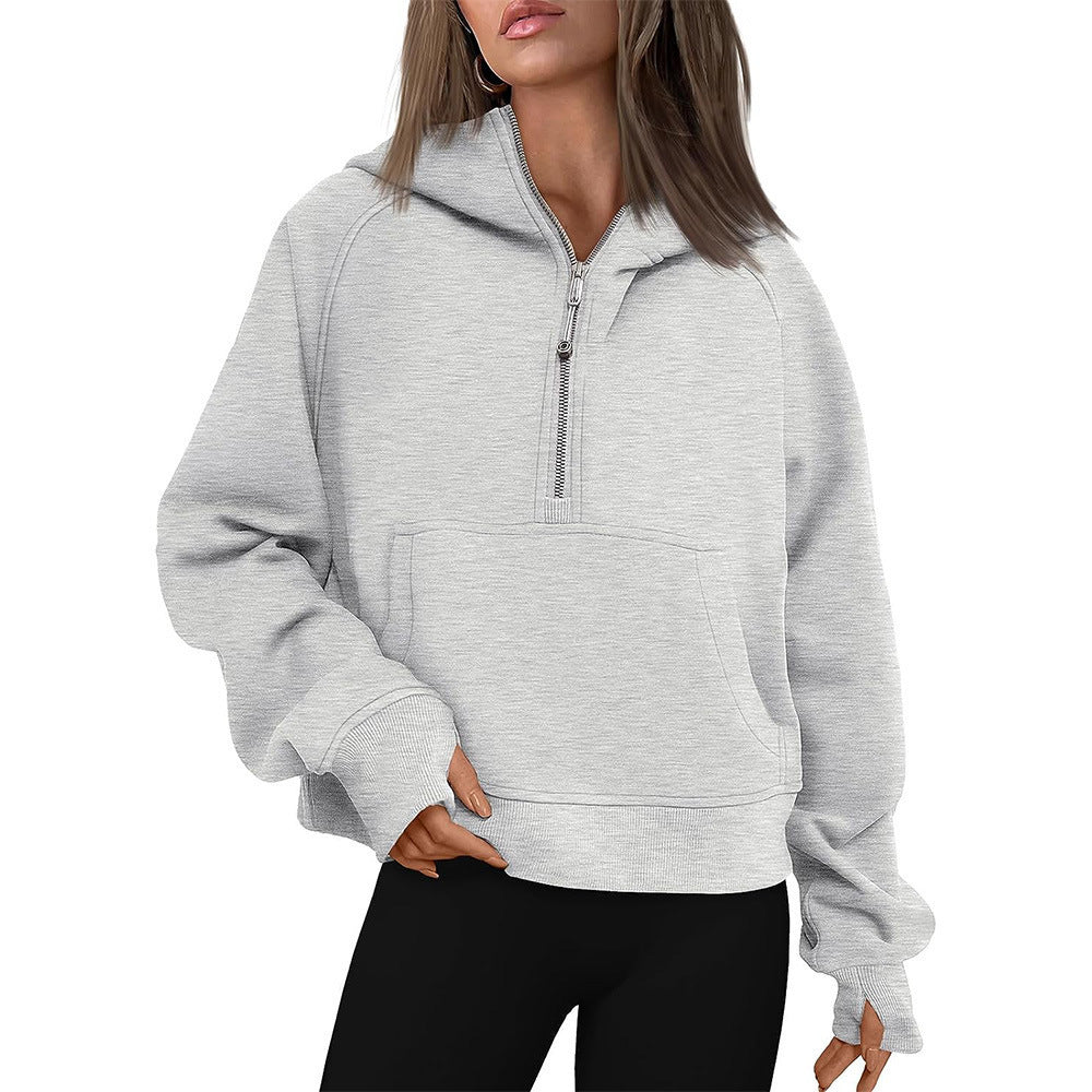 Women's Hooded Half-Zip Thickened Sweater