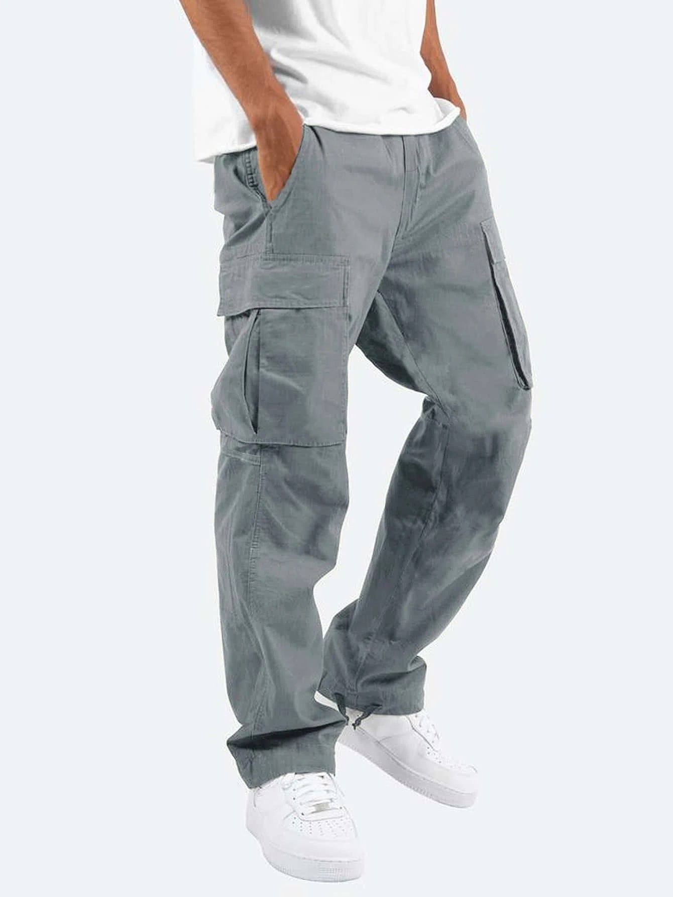 Men's Drawstring Multi-Pocket Casual Pants