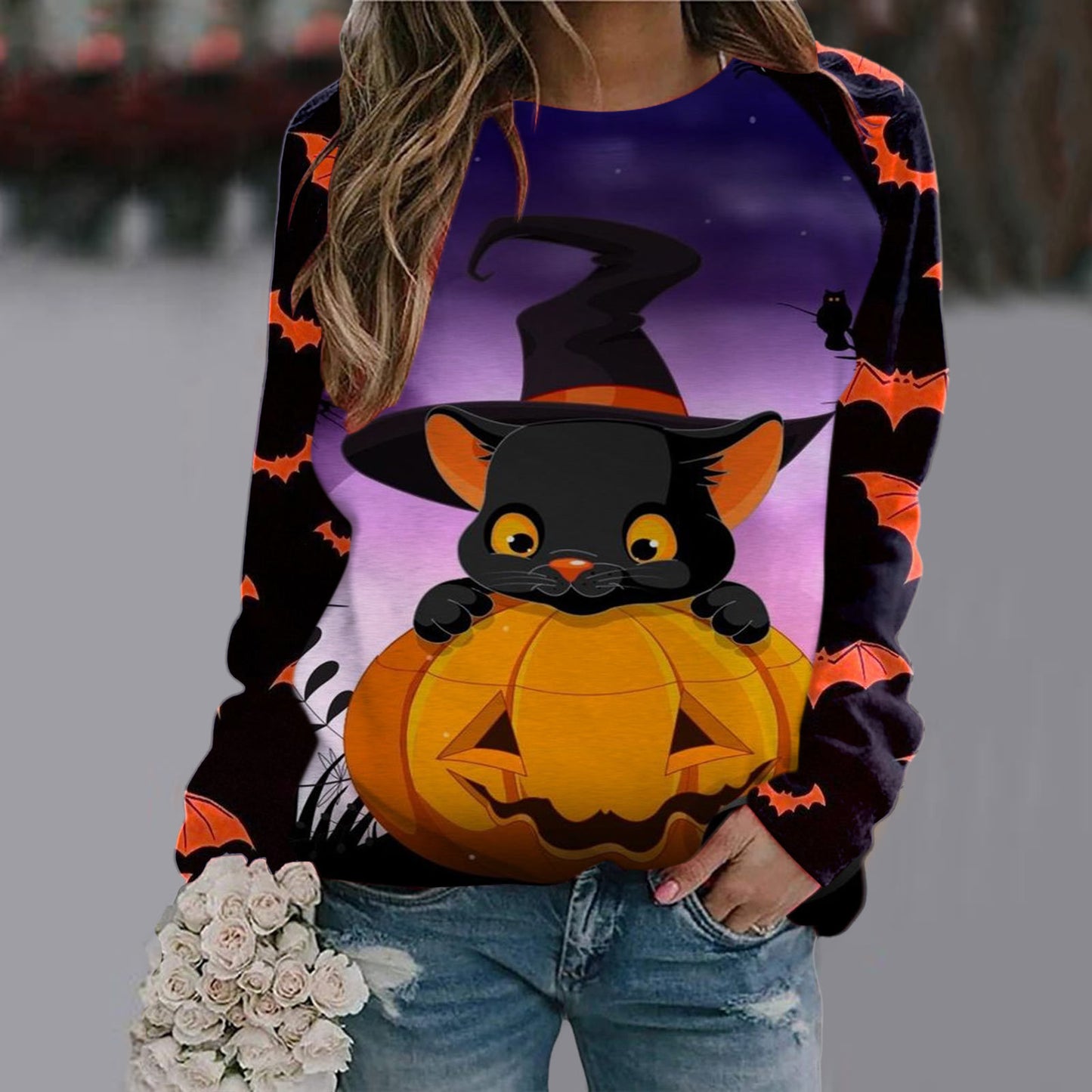 Women's Long Sleeve Halloween T-shirt- 11 Styles