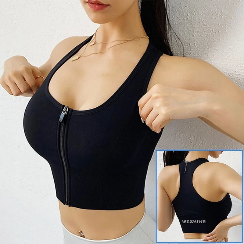 Front Zipper Sports Bra