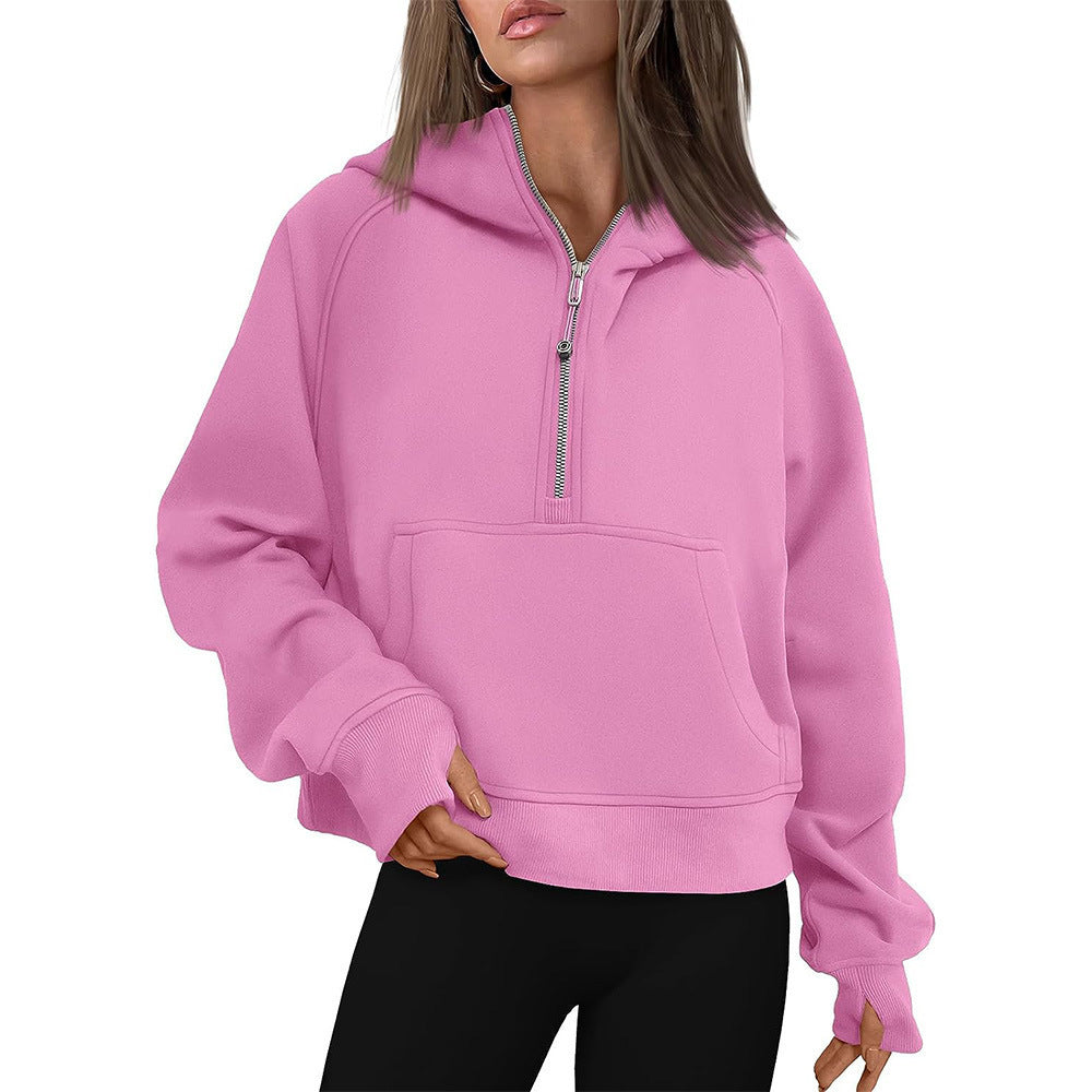 Women's Hooded Half-Zip Thickened Sweater