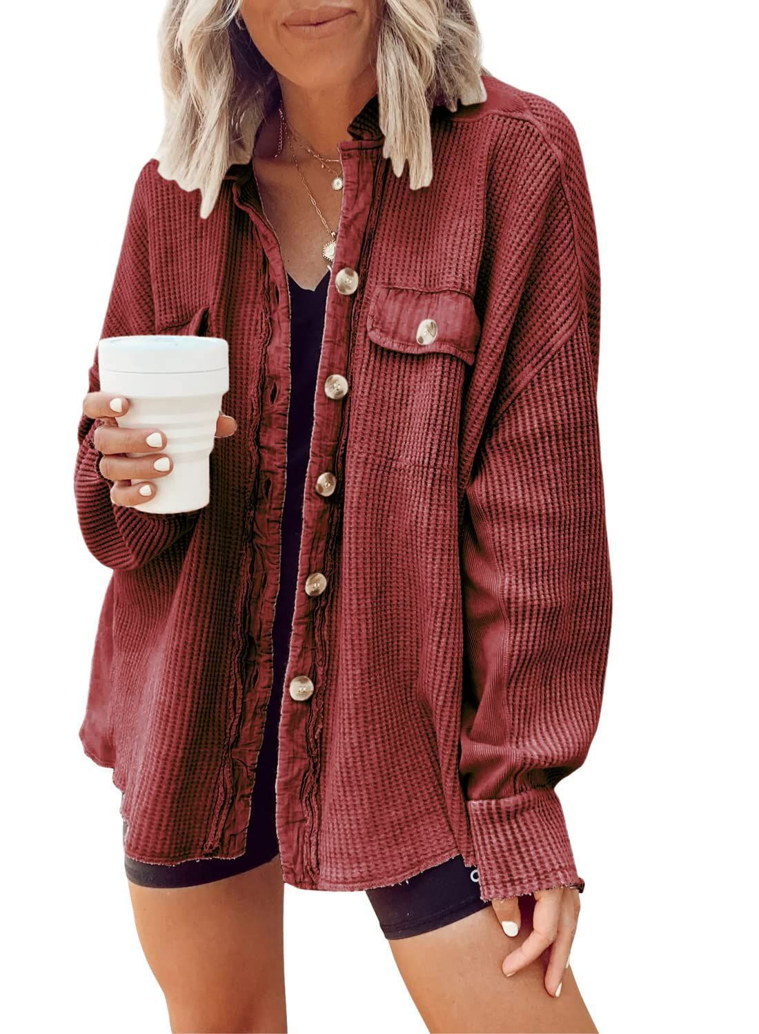 Button-up Long Sleeve Jacket Sweater