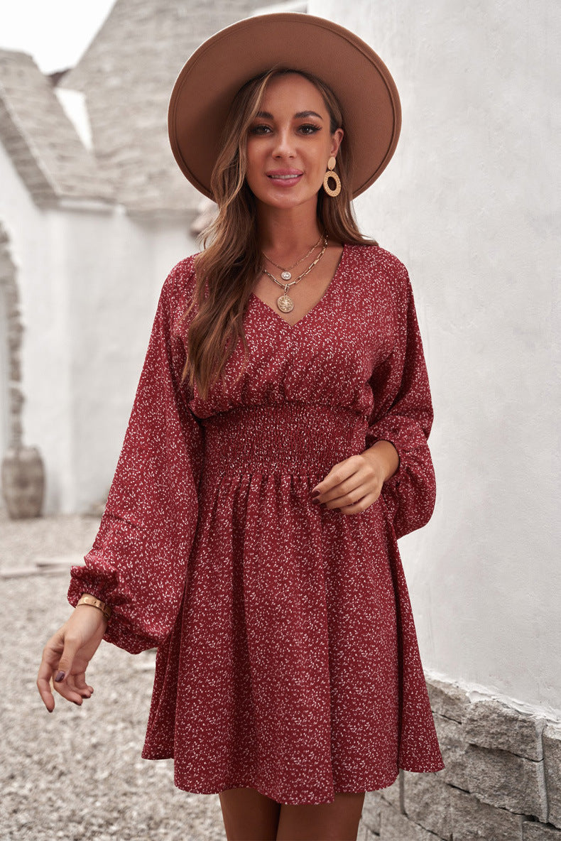 Pullover V-neck Long Sleeve Dress