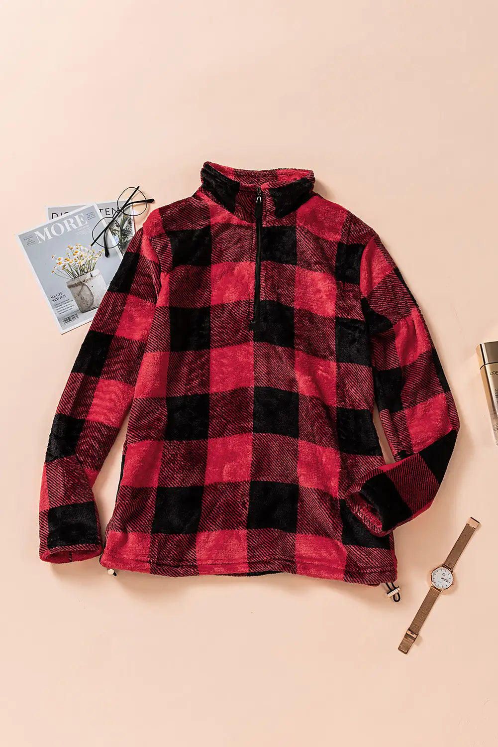 Plaid Print Collar Sweatshirt