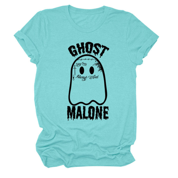 Ghost Round Neck Short Sleeve Halloween T-shirt