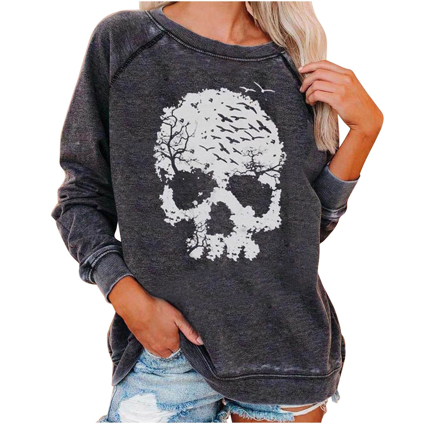 Halloween Skulleton Sweatshirt for Women