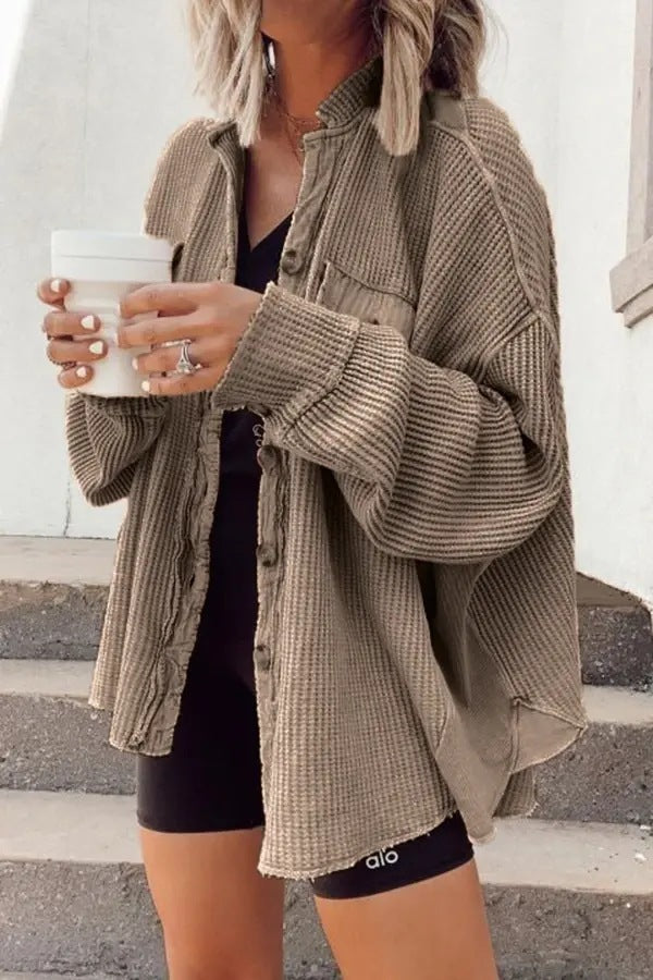 Button-up Long Sleeve Jacket Sweater