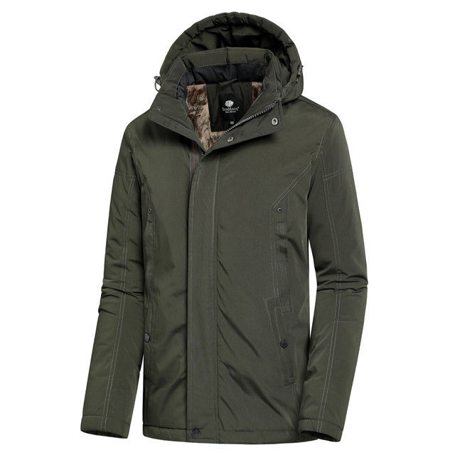 Casual Long Thick Fleece Hooded Waterproof Jacket