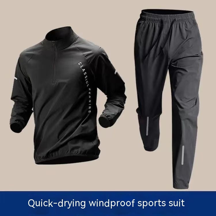 Half Zipped Sportswear Men's Long-sleeved Quick-drying Top and Bottoms