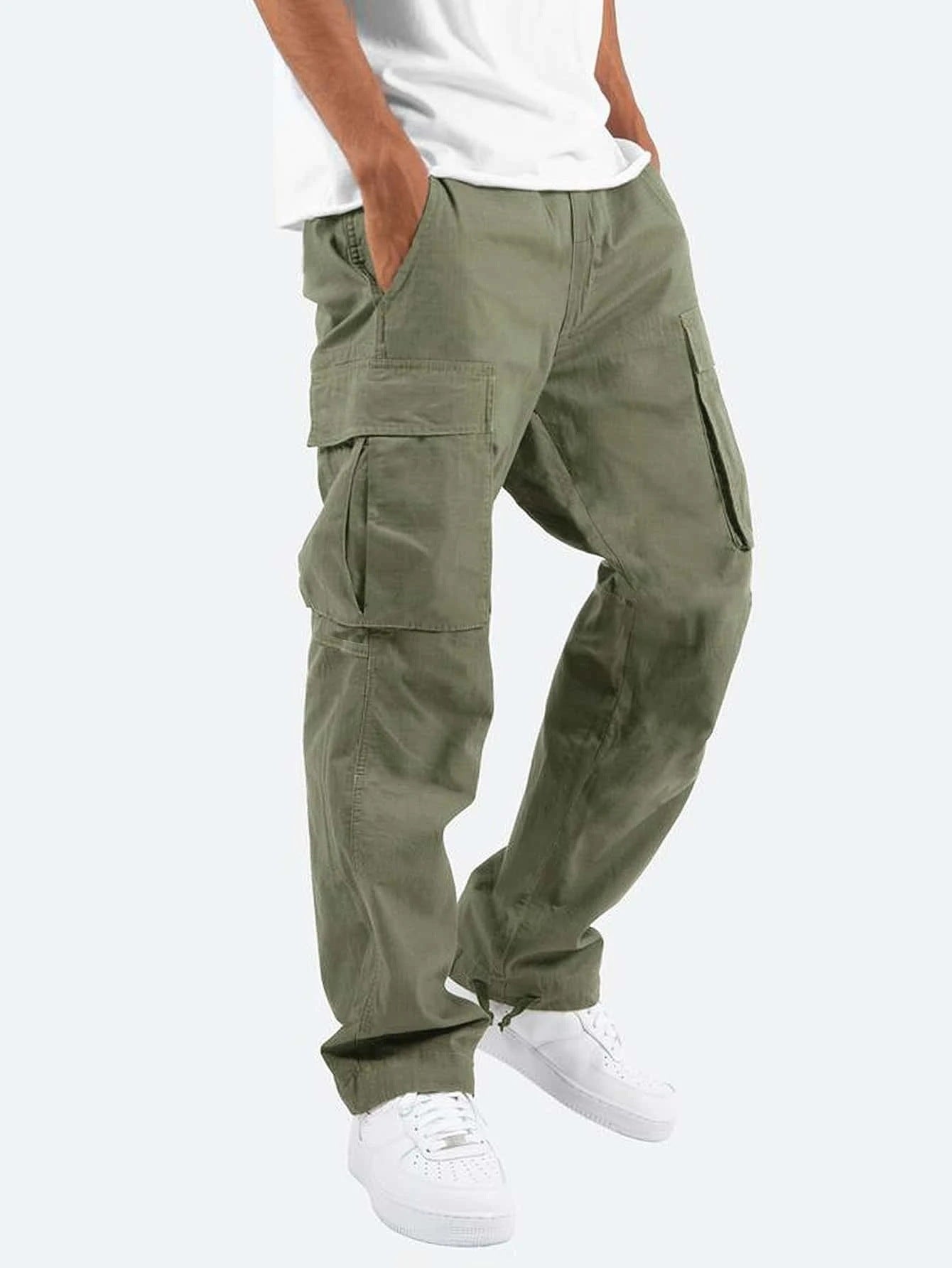 Men's Drawstring Multi-Pocket Casual Pants