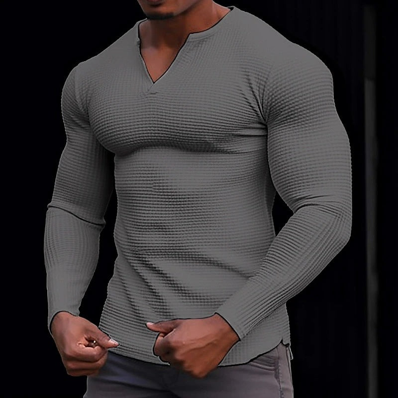 Men's V-neck Long Sleeve T-shirt