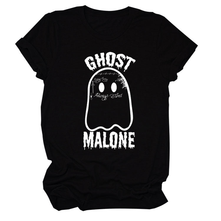 Ghost Round Neck Short Sleeve Halloween T-shirt