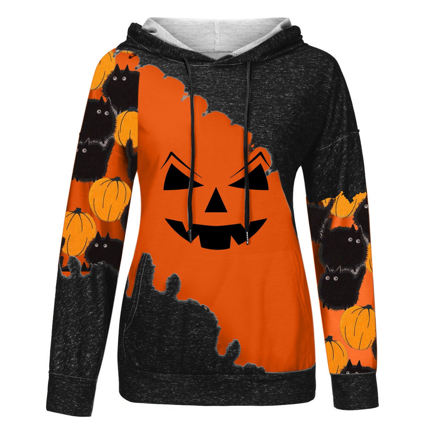 Ladies Long Sleeve Hooded Pumpkins Sweatshirt