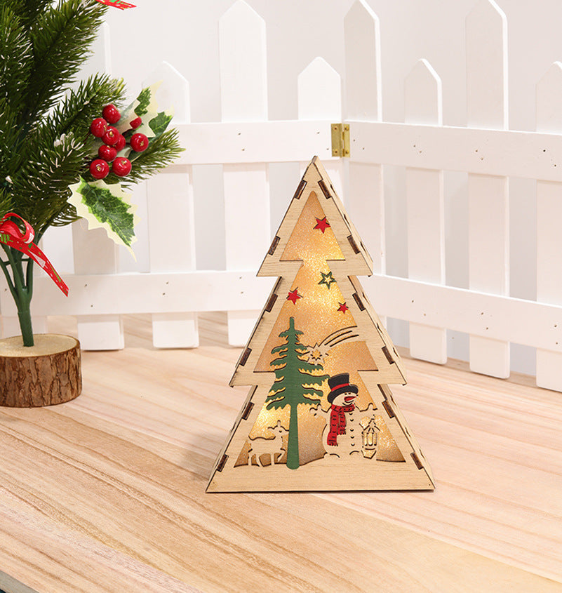 Christmas Wooden Light-Up Luminous Decoration