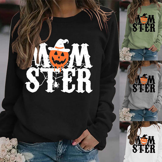 MOM STER Pullover Round Neck Loose Long Sleeves Sweater