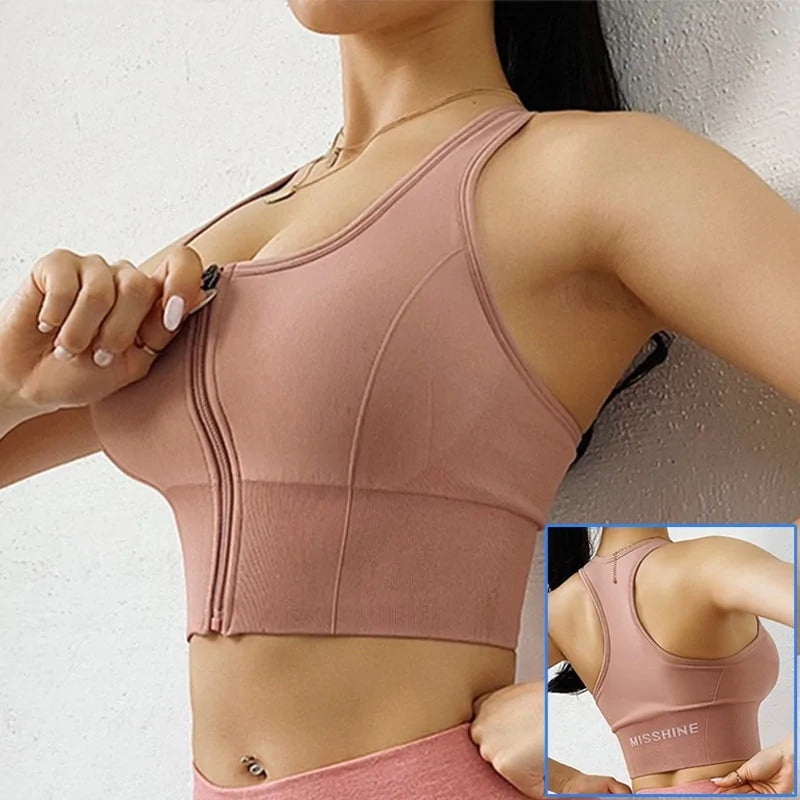 Front Zipper Sports Bra