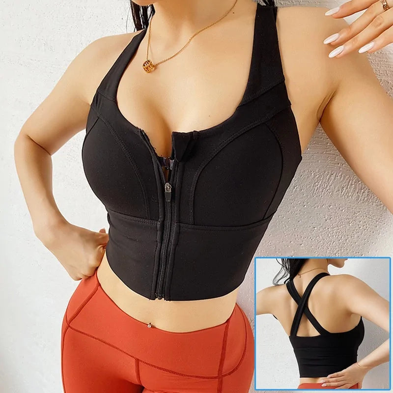 Front Zipper Sports Bra