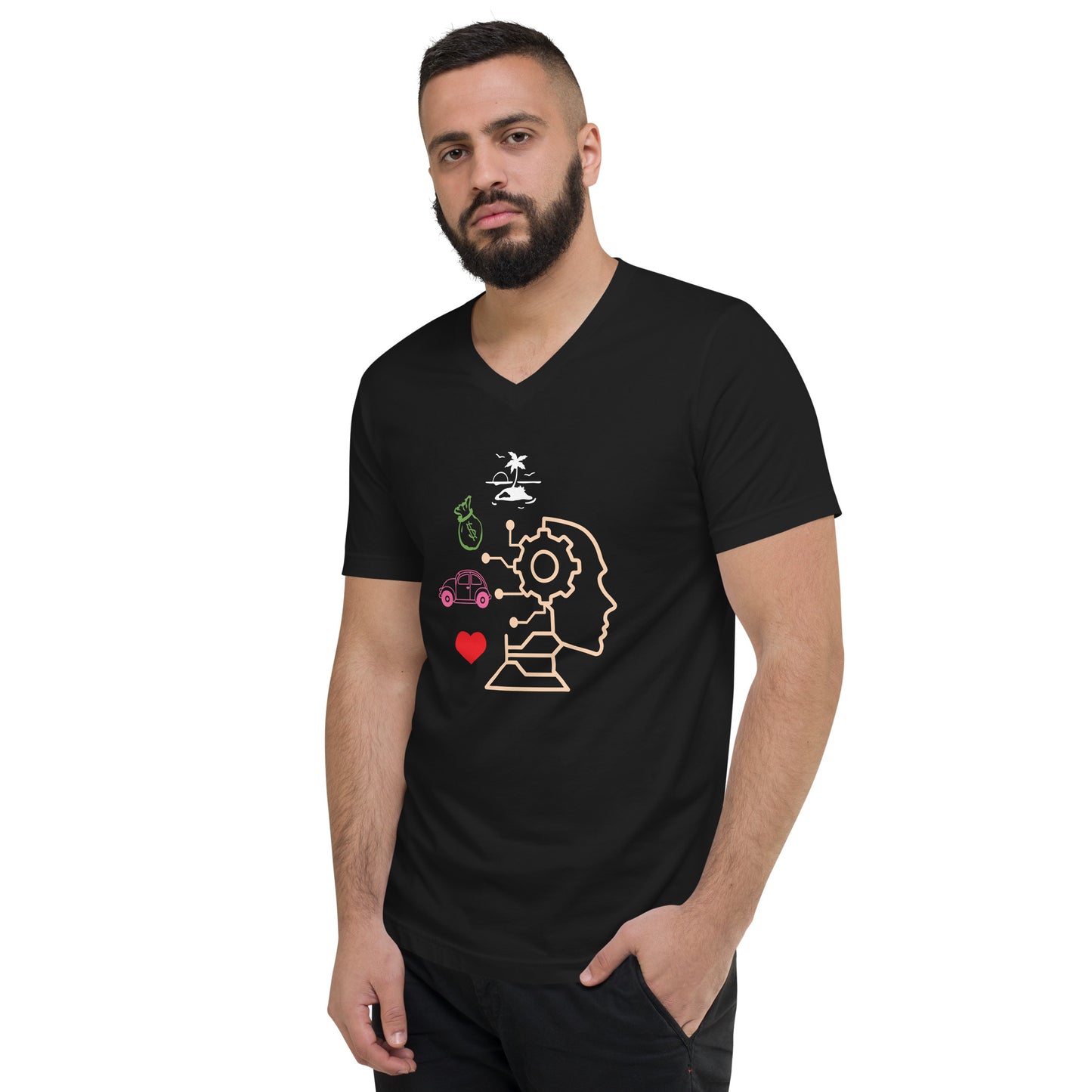 Unisex Short Sleeve V-Neck T-Shirt