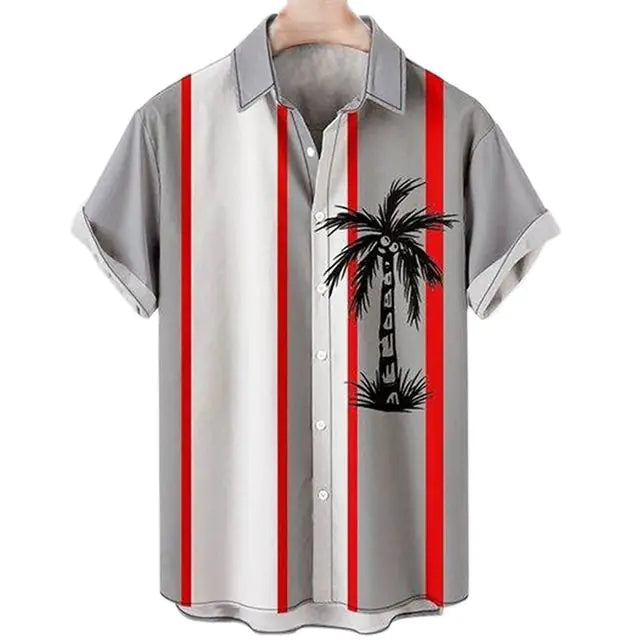 Coconut Tree Hawaiian Shirts For Men  Summer Beach Short Sleeve